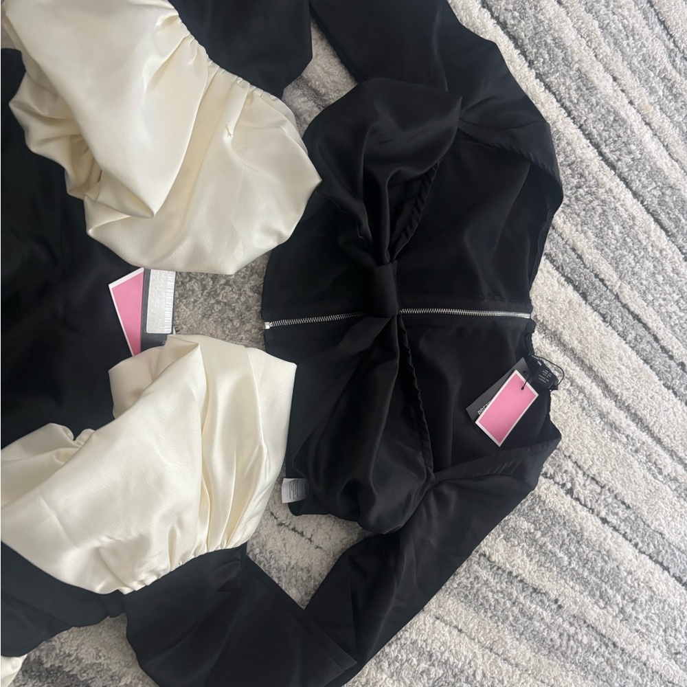 Black and Cream Colorblock Pleated Women’s Skirt - Picture 4 of 7